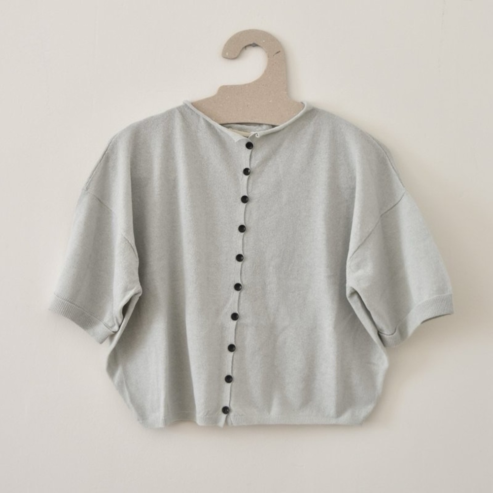 James Street Co Gauze Peri short sleeve sweater